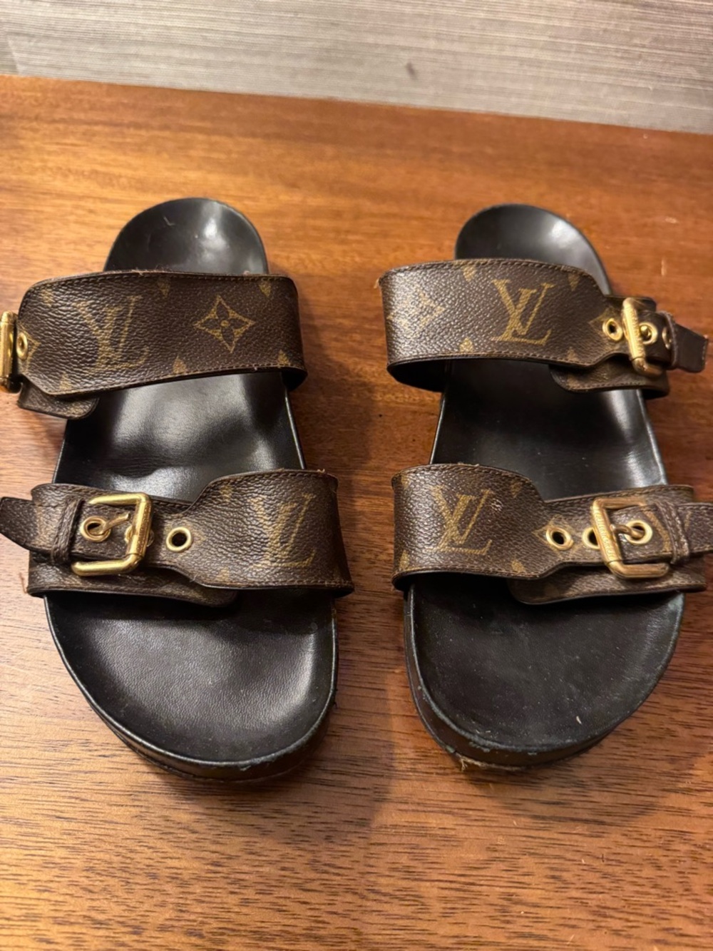 Louis Vuitton Brown Monogram Double-Strap Women’s Slide Sandals size 39 - Picture 5 of 5